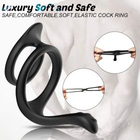 Tornado double ring locking fine ring for Longer Harder Stronger Erection;  Improve Sexual Performance;  Sex Toys for Men Massager Adult Sex Toys (Color: Black)